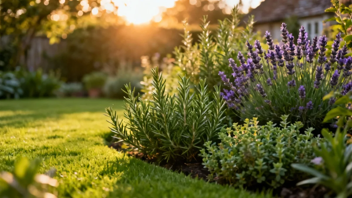 Jardin aromatique en lumière dorée