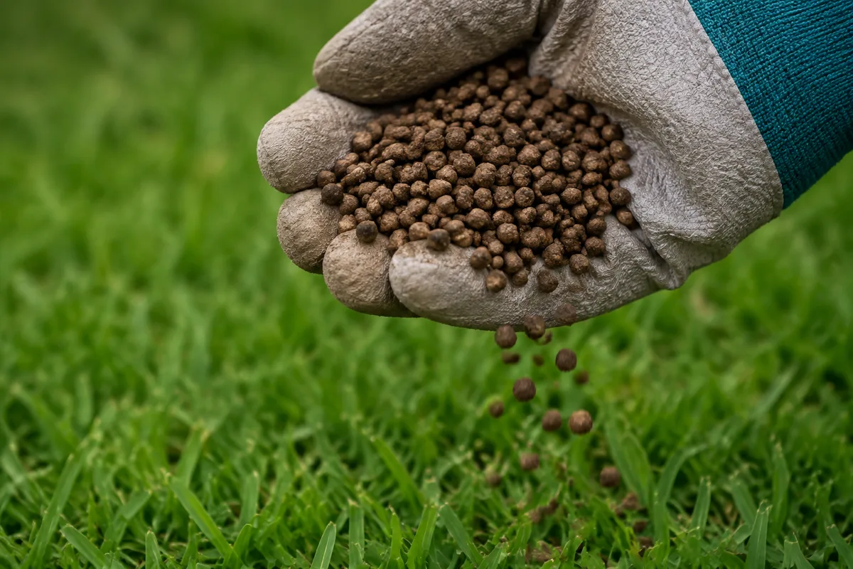 Pelouse dense et verte après un apport d’engrais organique au printemps